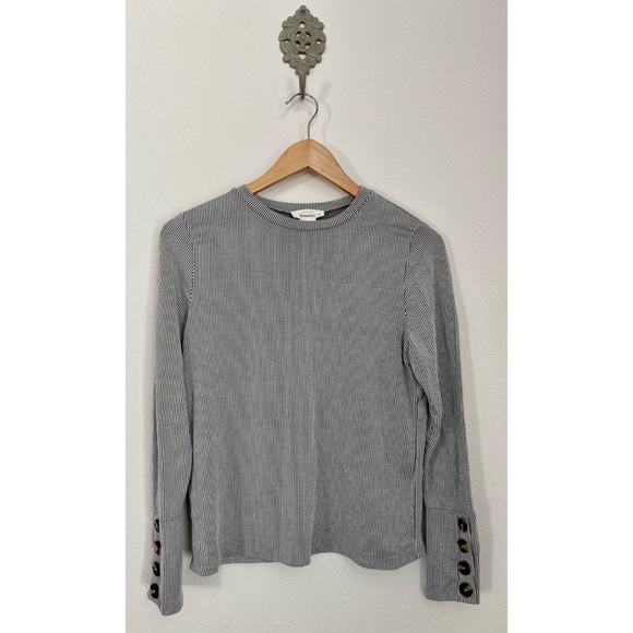 Urban Romantics • Neutral Pinstriped Buttoned Long Sleeve Shirt - Picture 1 of 13